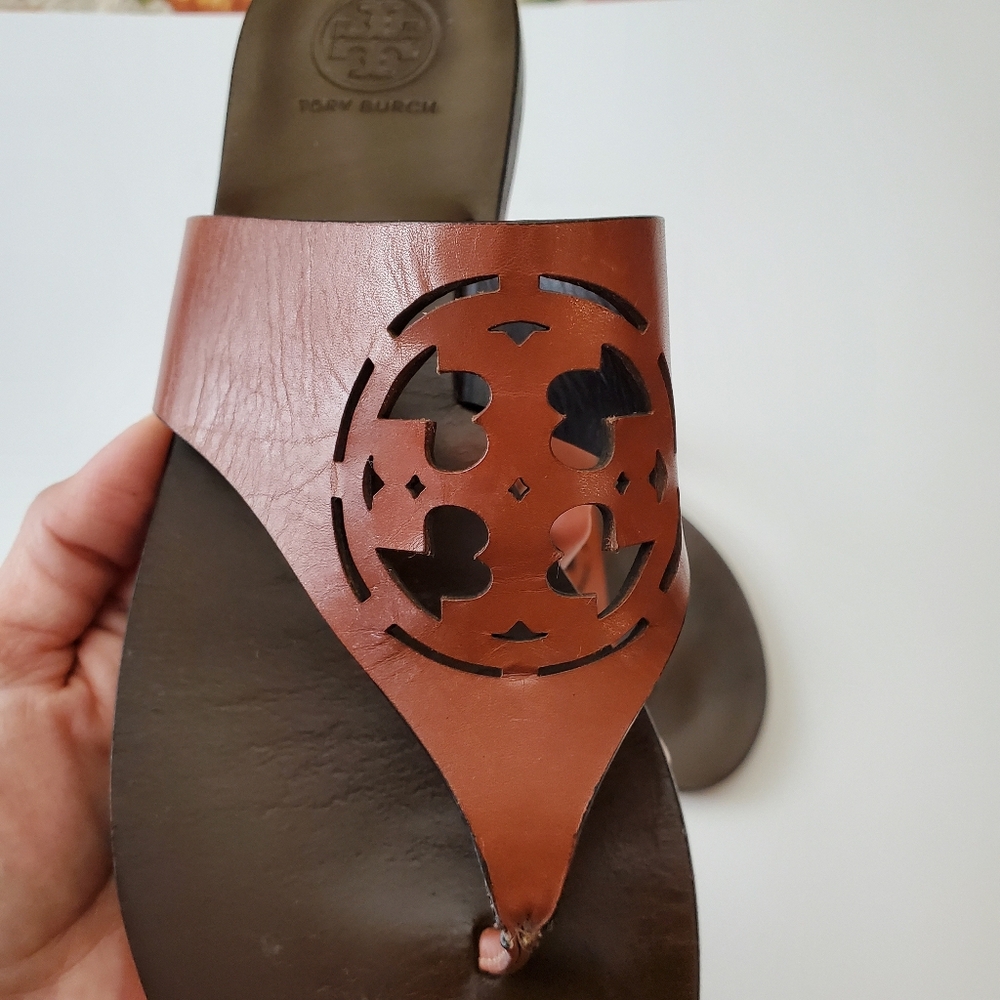 Tory Burch Zoey Thong Sandals, Brown, Size 7.5M US - Picture 3 of 7